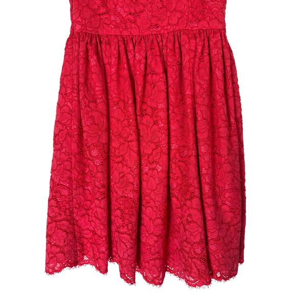Kate Spade Geranium Coral Floral Lace Sleeveless Hi-Lo Raw Hem Side Dress Size 4 - Picture 6 of 9